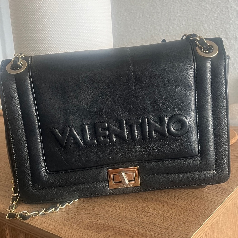 Authentic Valentino Black Leather Shoulder Bag